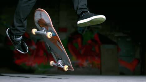 Skater-performing-360-flip-trick-