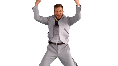 Excited-businessman-jumping-and-cheering-on-white-background