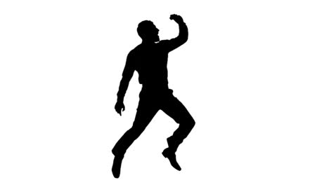 Silhouette-of-a-jumping-man-on-white-background