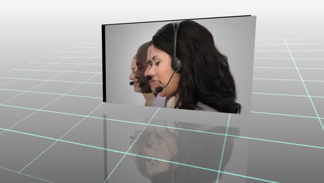 Montage-of-business-people-with-headset
