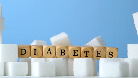 Zuckerwürfel-Und-Würfel-Buchstabieren-Diabetes,-Fallen-Herunter