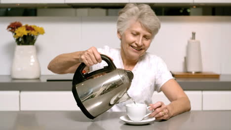 Rentnerin-Gießt-Kochendes-Wasser-Aus-Wasserkocher-In-Tasse