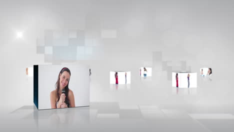 Video-Mit-Bildschirmen,-Auf-Denen-Frauen-Tanzen-Und-Singen