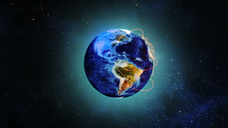 Globe-earth-rotating-in-space