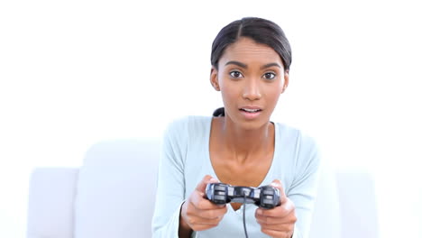 Woman-playing-and-winning-at-video-games