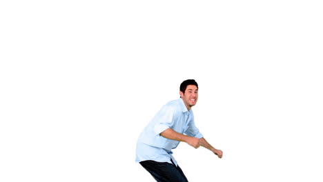 Young-man-jumping-on-white-background