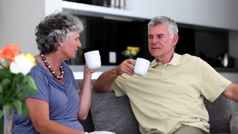 Mature-couple-chatting-together-with-a-cup-of-coffee