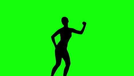 Silueta-De-Mujer-Haciendo-Fitness-En-Pantalla-Verde