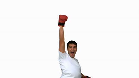 Man-wearing-boxing-gloves-on-white-screen