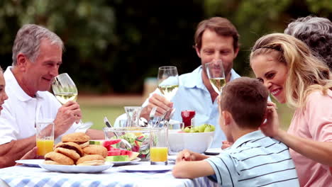 Familia-Tintineando-Copas-De-Vino-