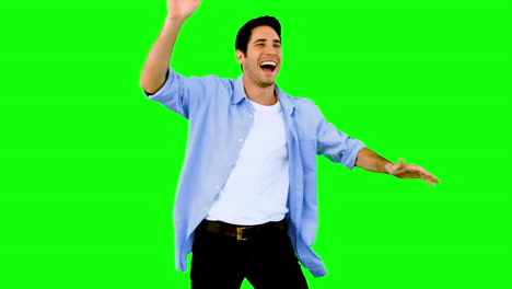 Mann-Tanzt-Und-Hat-Spaß-Auf-Dem-Greenscreen