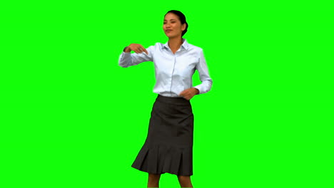 Businesswoman-disco-dancing-on-green-screen