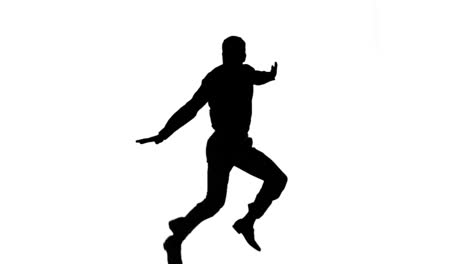 Silhouette-of-man-jumping-on-white-background