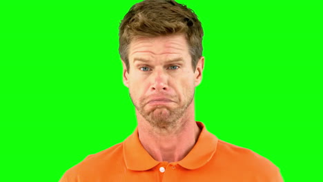 Man-saying-no-with-his-head-on-green-screen