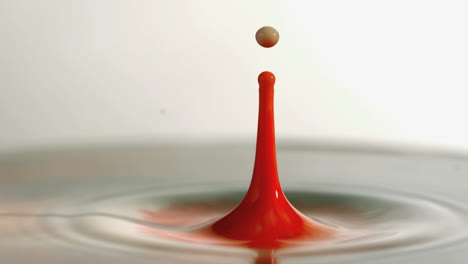 Drop-falling-in-red-paint