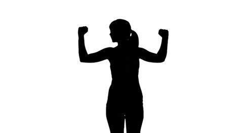 Silhouette-Einer-Frau,-Die-Die-Arme-Auf-Weißem-Hintergrund-Ausstreckt