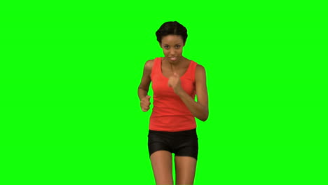 Woman-jogging-on-green-screen
