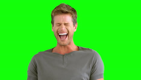 Man-laughing-on-green-screen