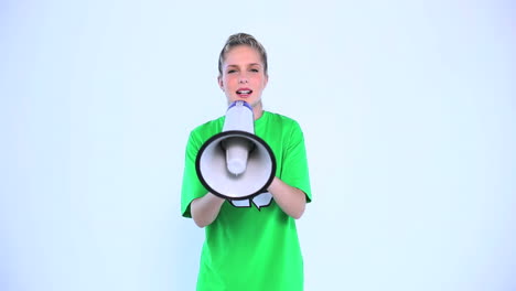 Environmental-activist-screaming-in-a-megaphone