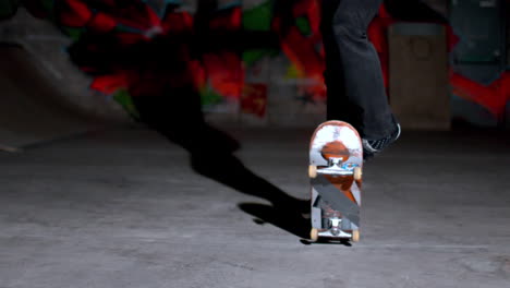 Front-view-of-skater-doing-double-kickflip-trick