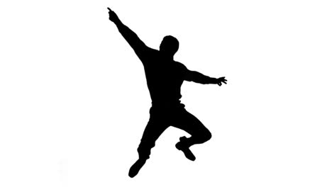 Silhouette-of-a-man-doing-disco-gesturing-on-white-background