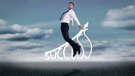 Beautiful-young-businessman-jumping-