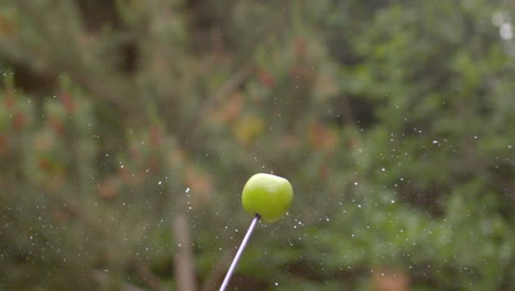 Flecha-Disparando-A-Través-De-Una-Manzana