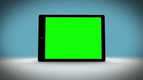 Tablet-with-green-screen-on-changing-background