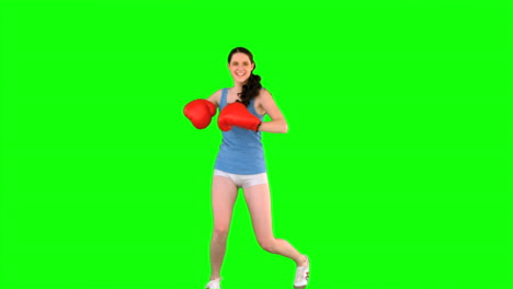 Energetic-model-with-boxing-gloves-spinning-round