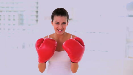 Motivierte-Schöne-Frau-Beim-Training-Mit-Boxhandschuhen