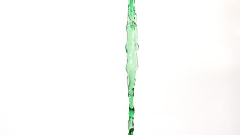 Green-water-pouring-across-white-background