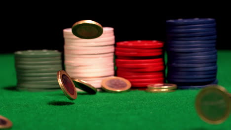 Many-euro-coins-falling-on-casino-table