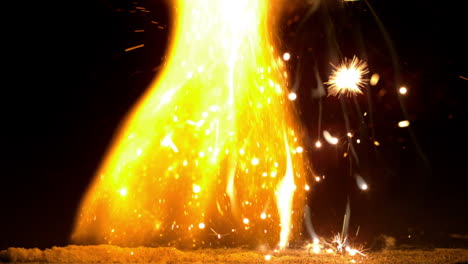 Fire-sparking-on-black-background