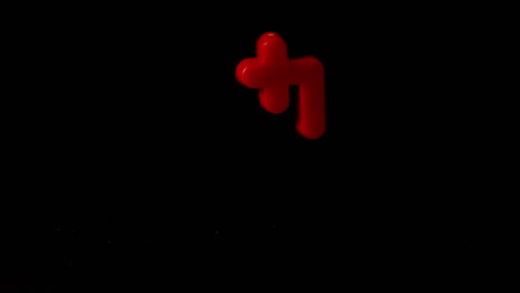 Red-number-four-falling-on-black-background