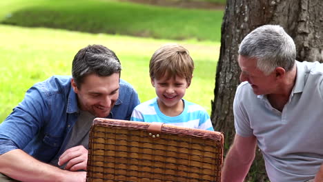 Tres-Generaciones-De-Hombres-Haciendo-Un-Picnic