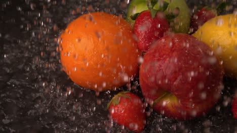 Water-raining-on-selection-of-fresh-fruit