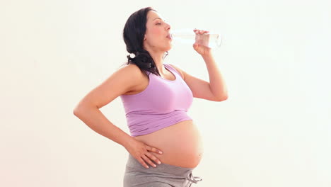 Mujer-Embarazada-Bebiendo-Un-Vaso-De-Agua