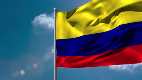 Bandera-Nacional-De-Colombia-Ondeando-En-El-Asta-De-La-Bandera