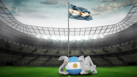 Bandera-Nacional-Argentina-Ondeando-En-El-Estadio-De-Fútbol