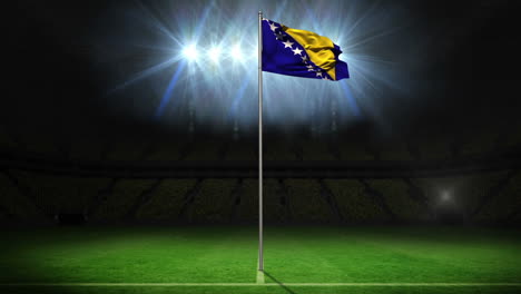 Bosnia-national-flag-waving-on-flagpole-