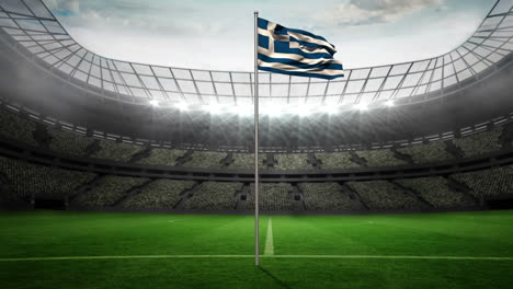 Greece-national-flag-waving-on-flagpole