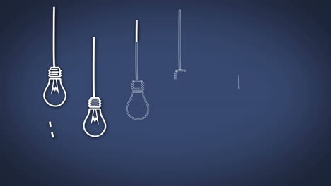 Light-bulb-graphics-appearing-in-row-on-blue-background