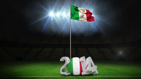 Bandera-Nacional-De-Italia-Ondeando-En-El-Campo-De-Fútbol-Con-Mensaje