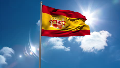 Bandera-Nacional-De-La-República-De-España-Ondeando-En-El-Asta-De-La-Bandera