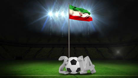 Bandera-Nacional-De-Irán-Ondeando-En-Un-Asta-Con-Mensaje-De-2014