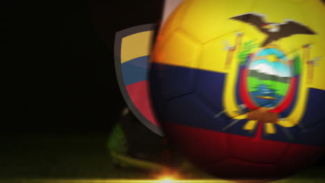 Football-Spieler-Kickt-Ecuador-Flagge-Ball