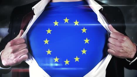 Geschäftsmann-öffnet-Hemd-Und-Enthüllt-Die-EU-Flagge