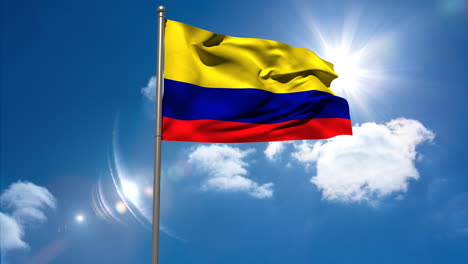 Colombia-national-flag-waving-on-flagpole