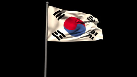 Korea-republic-national-flag-waving-on-flagpole