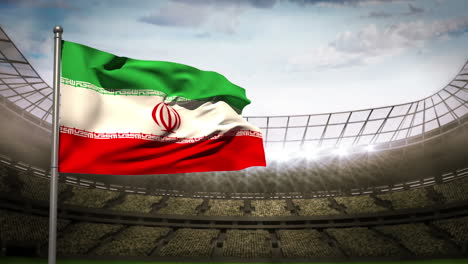 Bandera-Nacional-De-Irán-Ondeando-En-El-Estadio